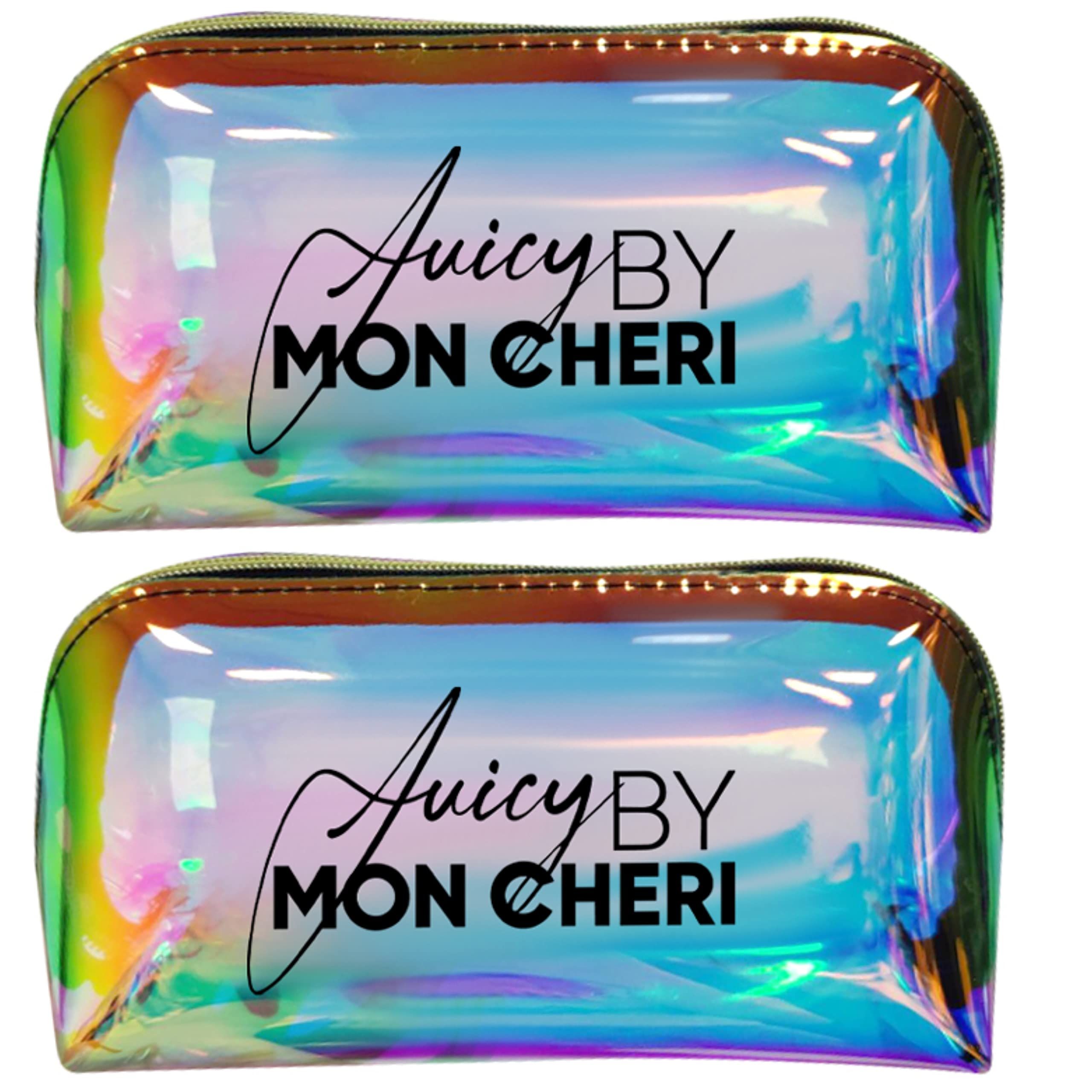 Shimmering Holographic Translucent Makeup Pouch with Zipper Closure