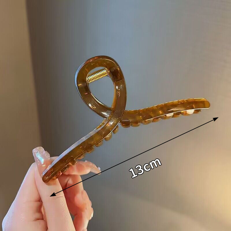 brown Shark Clip High-Grade Temperament Grip Barrette- Women's Back Head Hair Claw