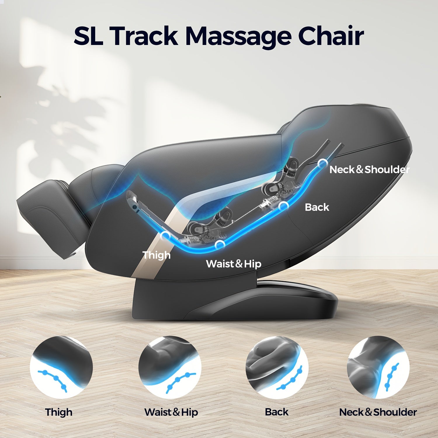 sl track massage chair for Home Massage Chair, Zero Gravity Shiatsu Massage Chair, Negative Ion, Thai Stretch, Heated and Foot Roller Massager for Full Body and Recliner Massage Chair