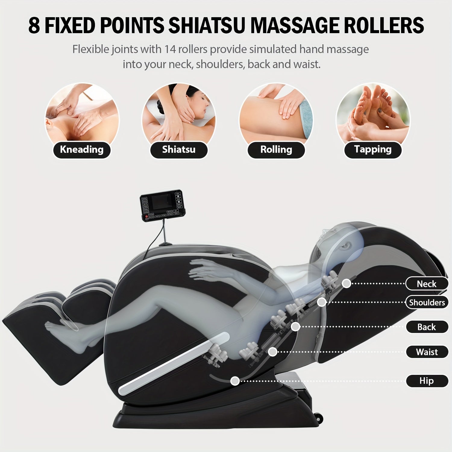 8 fied points shiatsu massage rollers