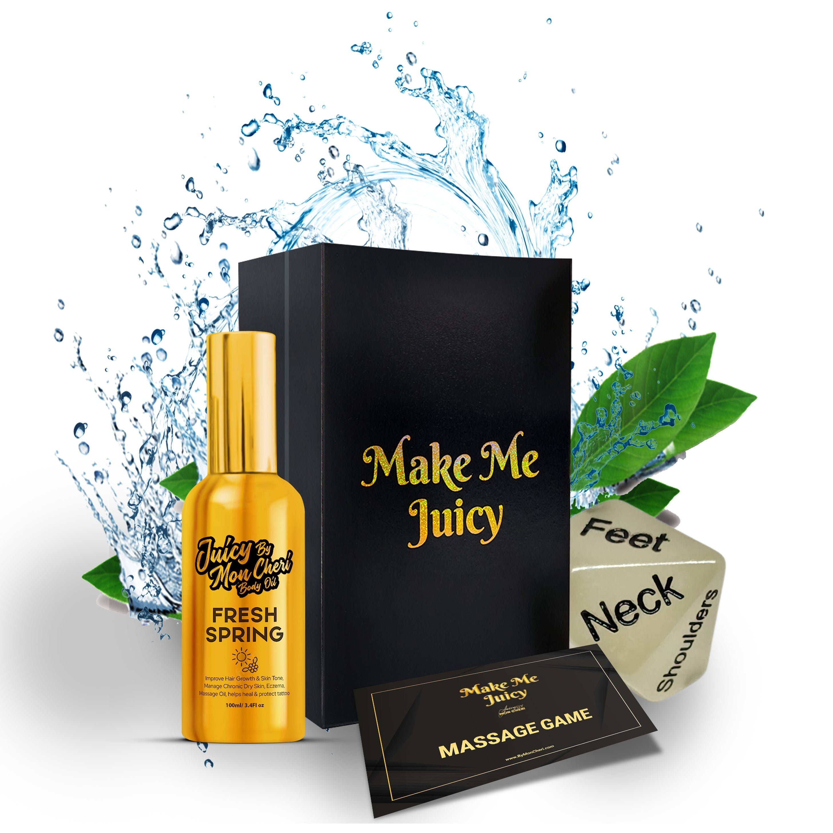 Juicy by Mon Cheri's Couples Massage Oil and Rolling Dice Game