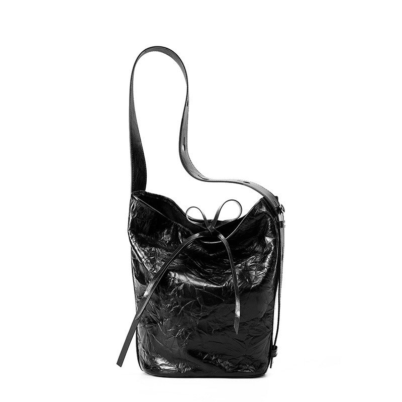 Bucket Bag Fashion Special-interest Hand Grip Pattern Leather One-shoulder Crossbody Tote