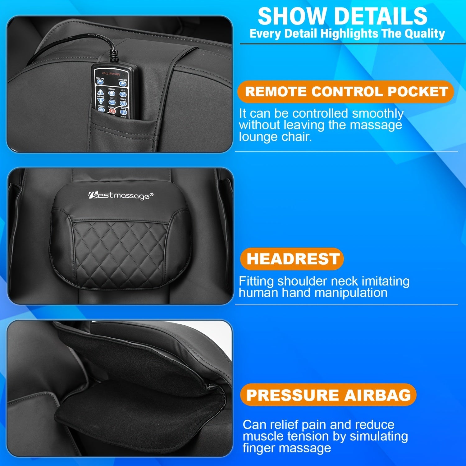 detials of Zero Gravity FullBody Electric Shiatsu Massage Chair- Heat&Foot Roller