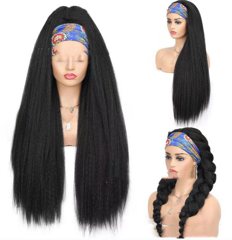 Hairband Bandana Wig Head Cover – 26" Long Corn Silk Hair