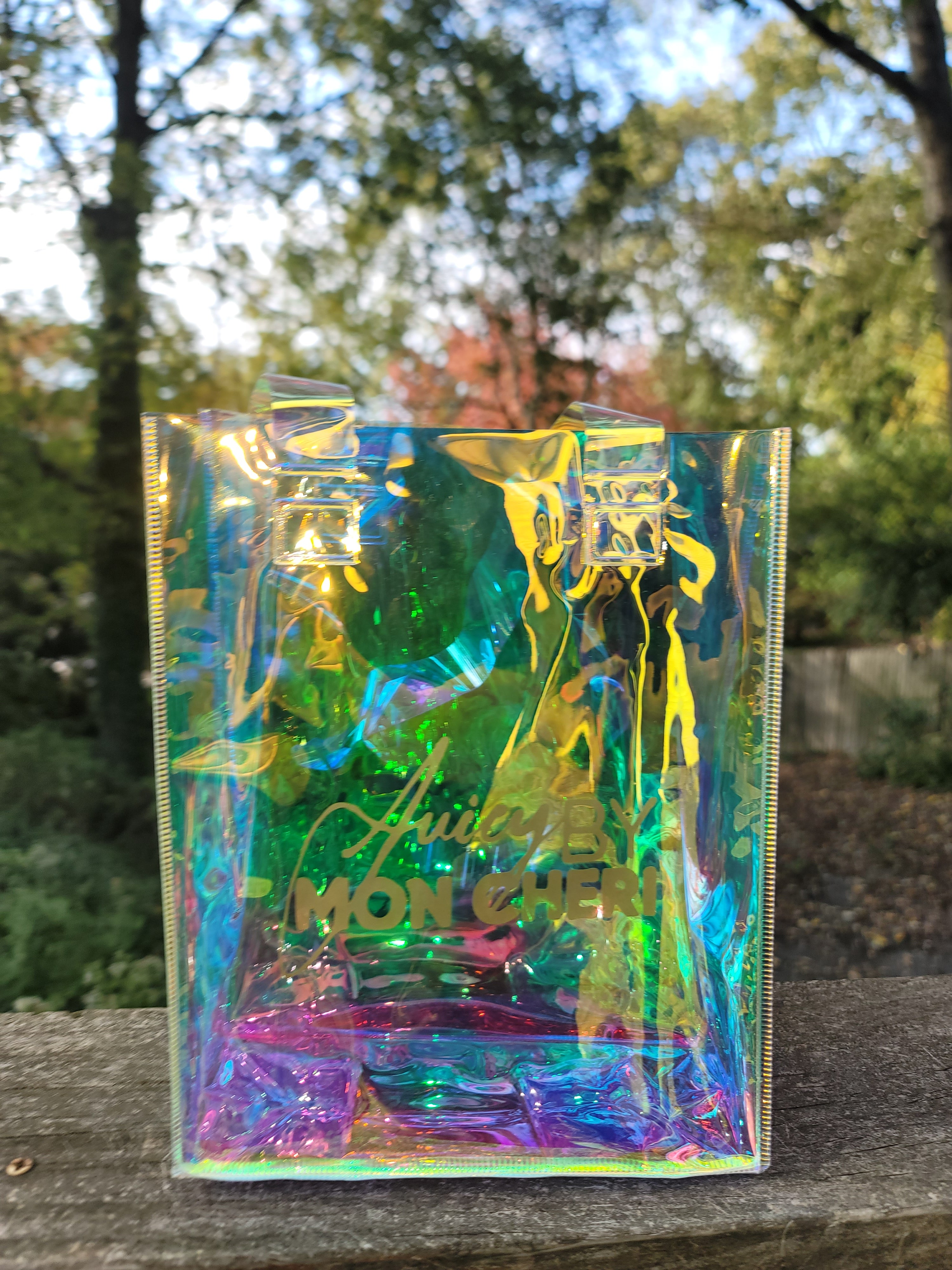 Glitzy Reusable Holographic Translucent Tote Bag