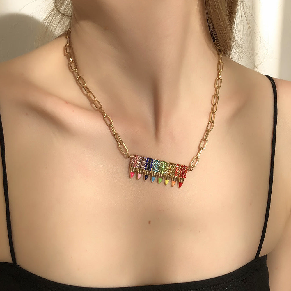 New Personality Design Creative Colorful Crayon Necklace
