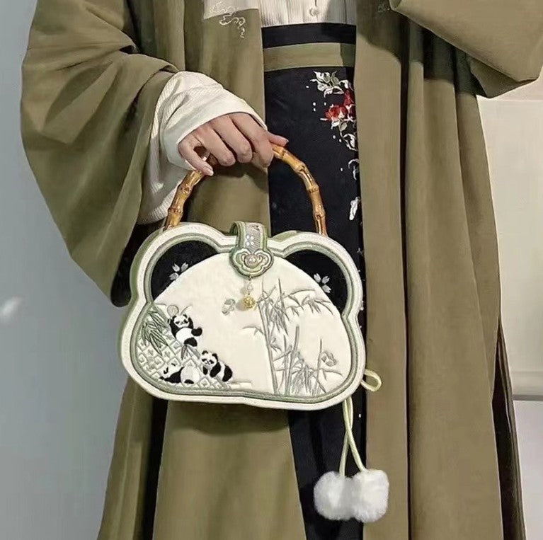 Panda Embroidered Han Chinese Clothing Crossbody Bag