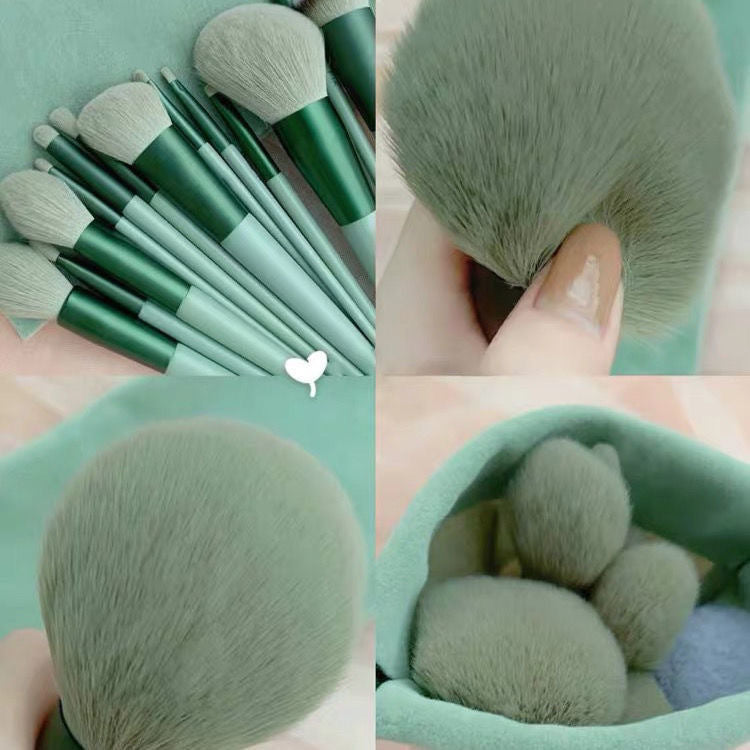 13 Makeup Brushes Green Beauty Quick-drying Set Super Soft Blush Loose Powder
