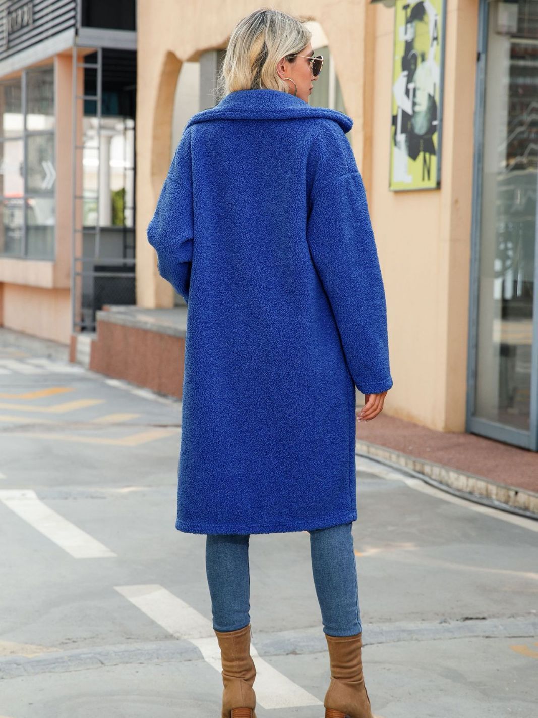 Autumn Women's Long-sleeved Solid Color Extended Double-sided Cashmere Coat