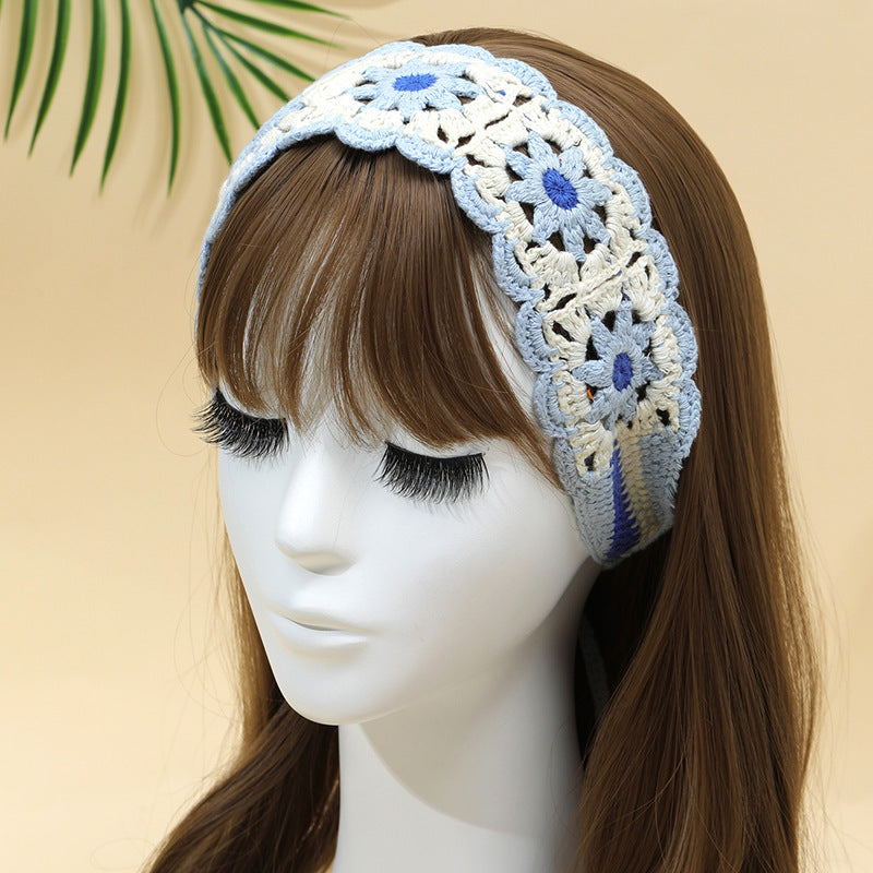 Summer Wide-brimmed Hollow Knitted Headcloth Hair Band