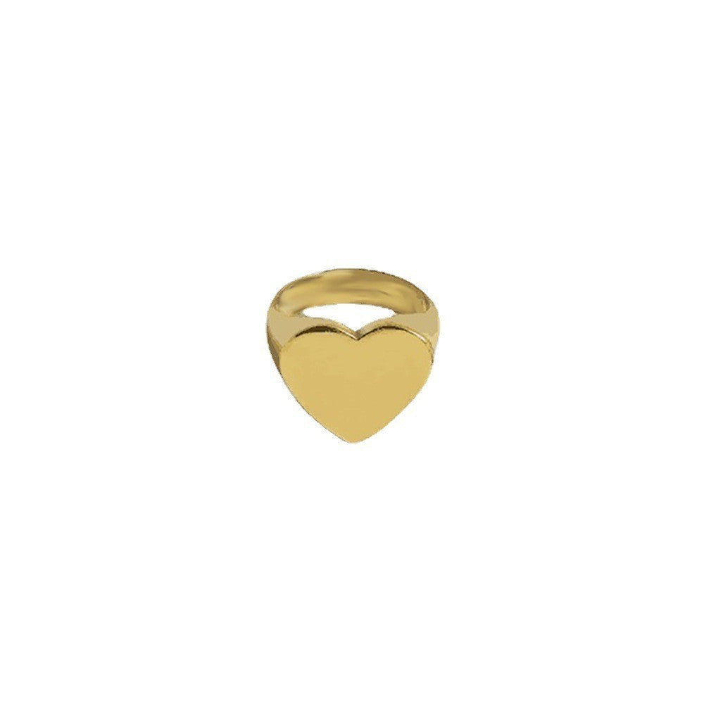 Creative Hip Hop Fashion Heart-shaped Gold And Silver Color Ring
