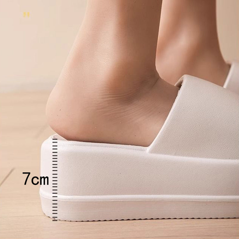 7cm High Heel Flat Slippers Summer Solid Color Non-slip Floor Home Shoes Outdoor Garden Slippers For Women