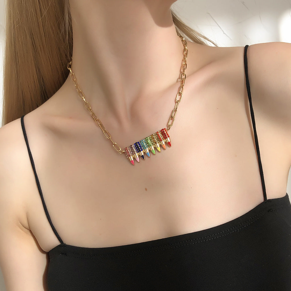 New Personality Design Creative Colorful Crayon Necklace