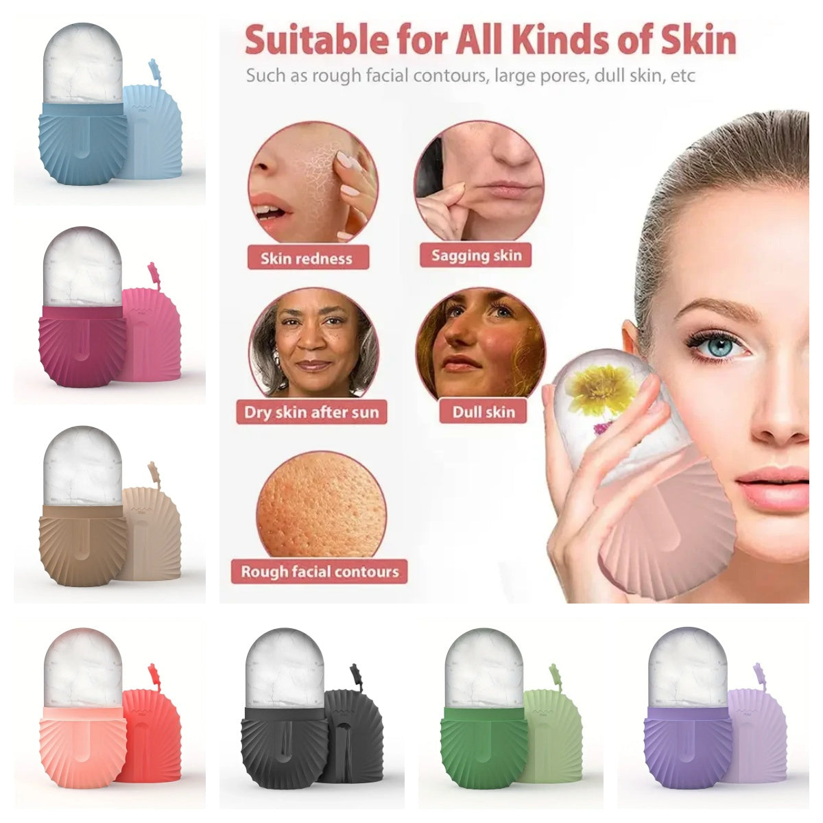 Ice Facial Roller Skin Care Beauty Lifting Contouring Tools Ice Cube Trays Ice Globe Balls Face Massager Skin Care Tool