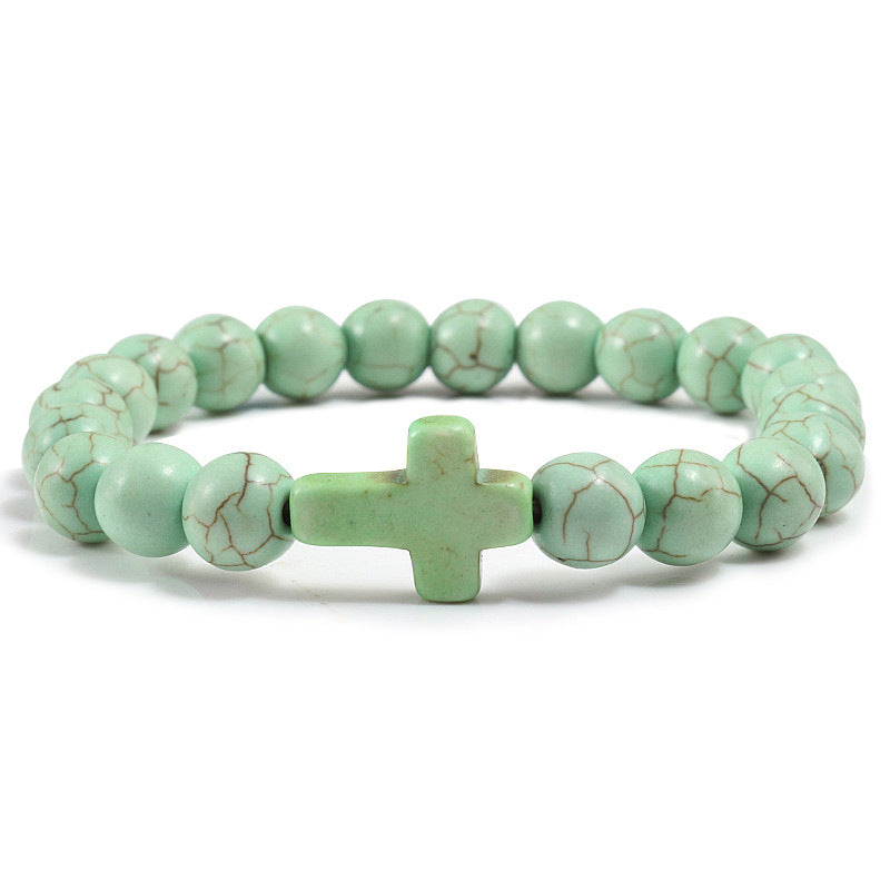 Blue Turquoise Cross Bracelet