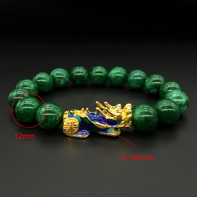 Thermochromic 12mm Green Chalcedony Warm Color Mascot Bracelet