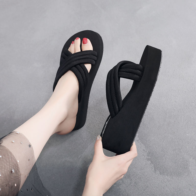 Women's Fashion Cross Thick Wedge-heel Slippers