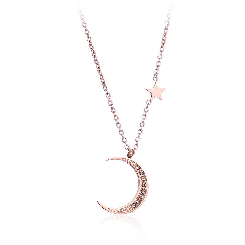 Women's Fashion Temperament Star Moon Diamond-studded Necklace
