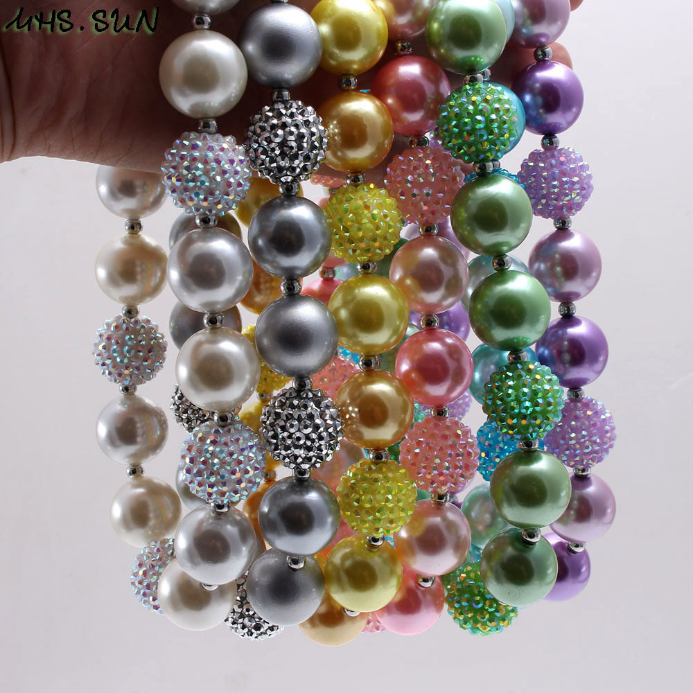 Pearl Rhinestone Ball Children's Necklace DIY