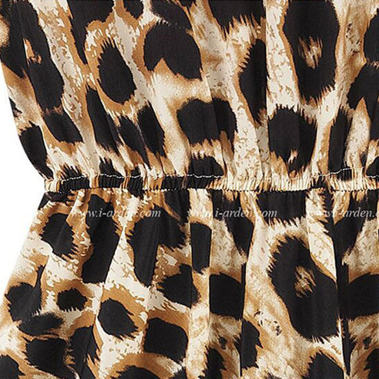 Women's Sleeveless Round Neck Leopard Print Dress