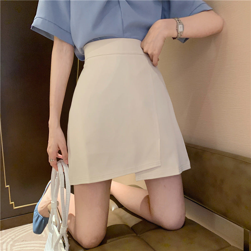 V-neck Short-Sleeved Shirt And A-line Skirt Suit