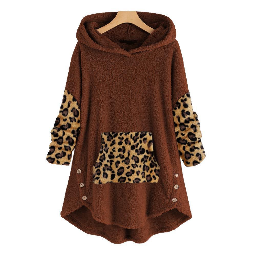 New long-sleeved plush hooded sweater loose casual