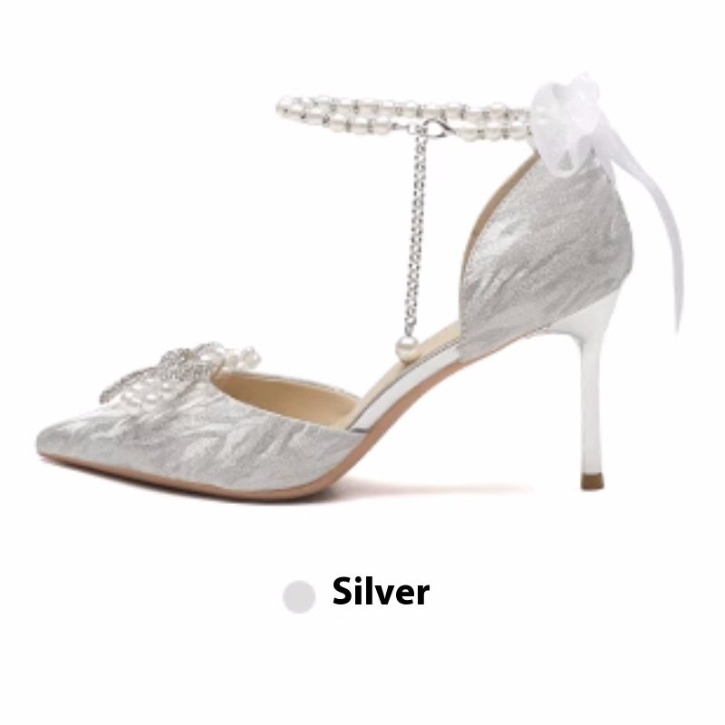 Silver High Heels French Stiletto Heel Not Tired Feet