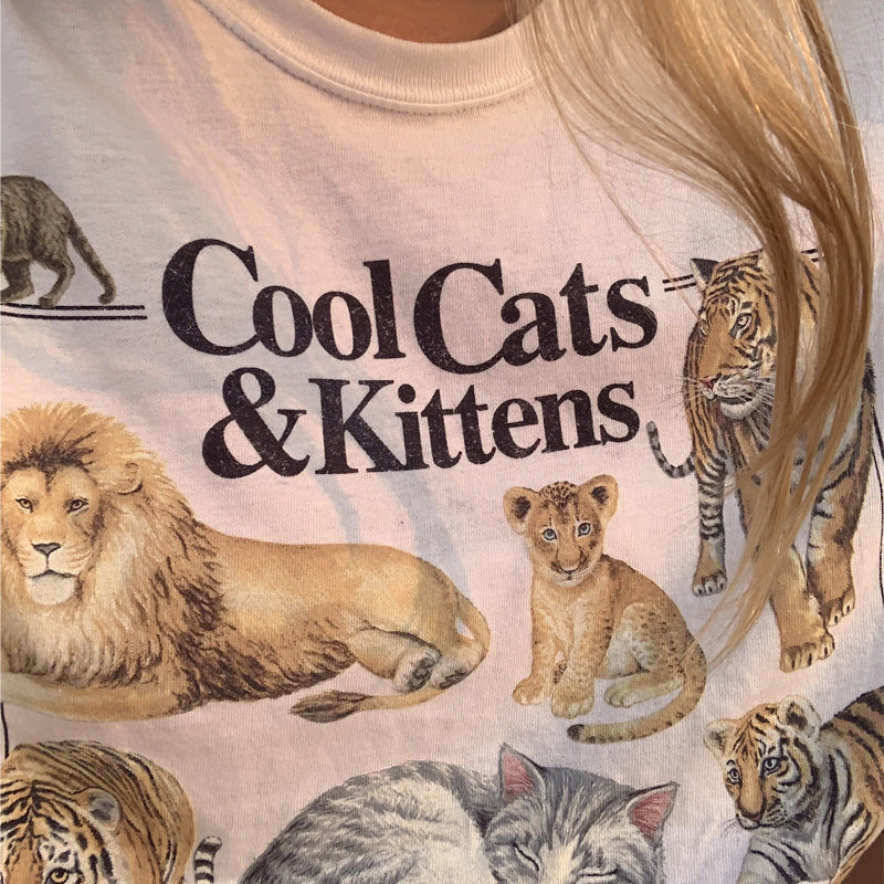 Printed Cool Cat Vintage T-shirt Unisex