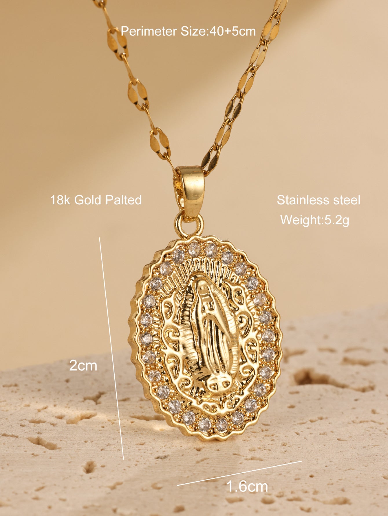 The European And American Oval Shaped Virgin Mary Pendant Necklace Exudes A Light Luxury And Niche Design Sense