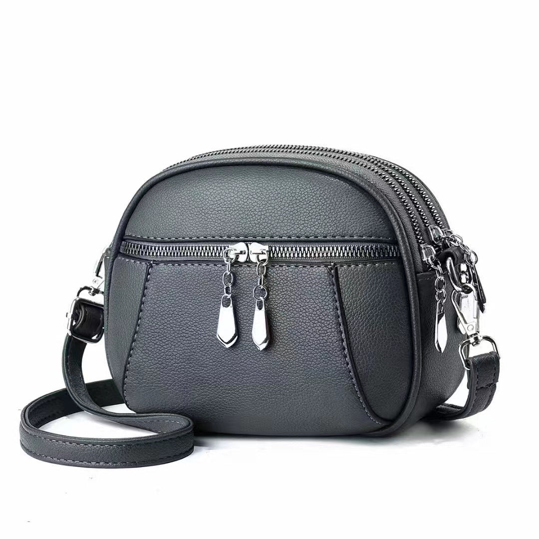 Solid Color Small Round Bag Fashion Multi-pocket Large Capacity Shoulder Crossbody Bags For Women Handbags