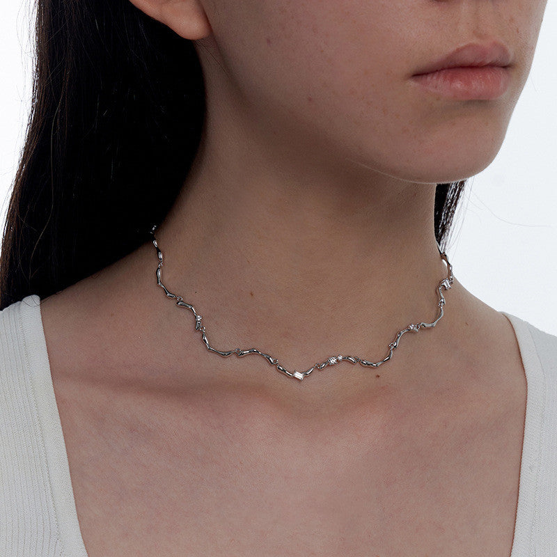 Small Design Sense Wave Pattern Jewelry Adjustable Necklace