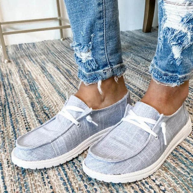 Flat-Bottomed Cross-Lace Large Canvas Shoes