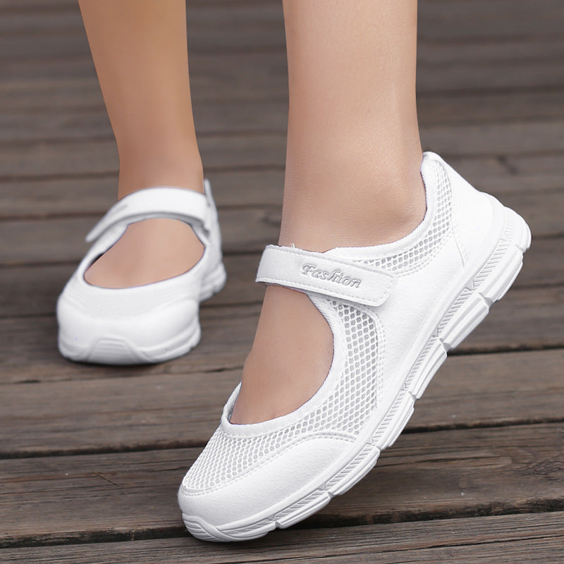 Buckle Mesh Breathable Mother Shoes