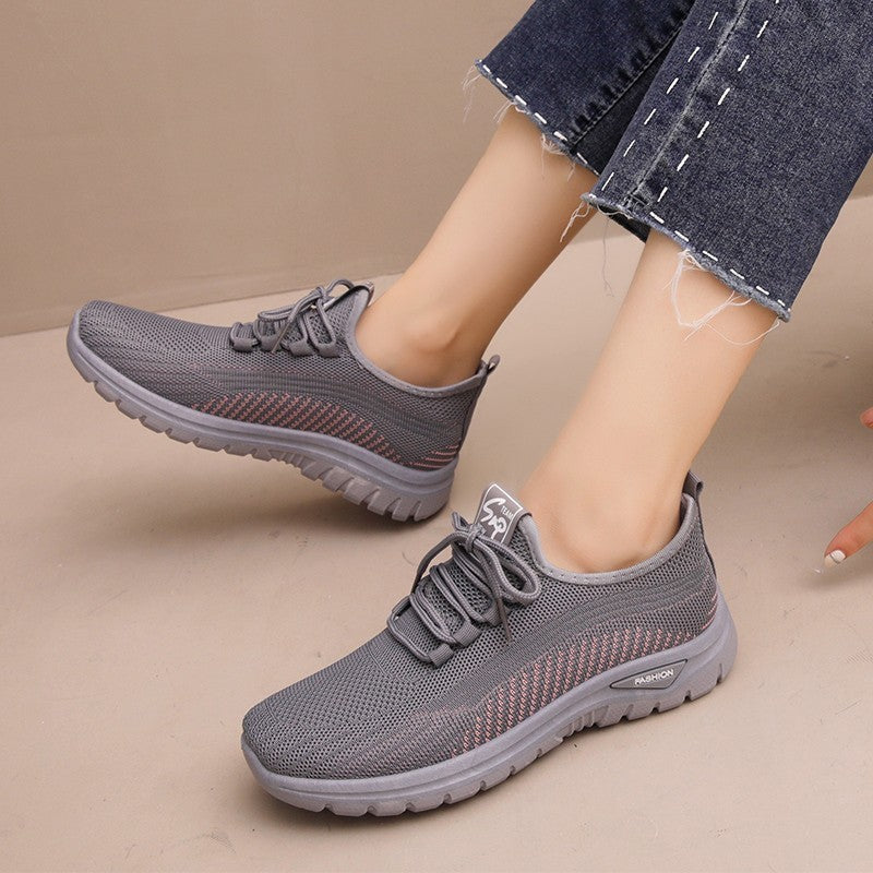 Women's Shoes Mesh Breathable Plus Size Round Head Outdoor Sneakers