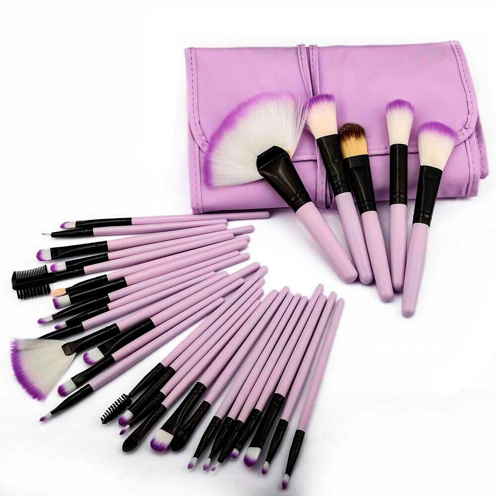 32Pcs Makeup Brushes Pouch Set Blending Powder Puff Professional Cosmetics Tools