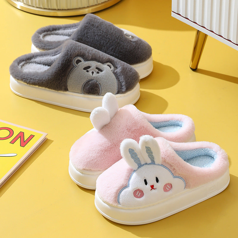 Silent Anti-slip Home Cartoon Cute Home Thermal Cotton Slippers Winter