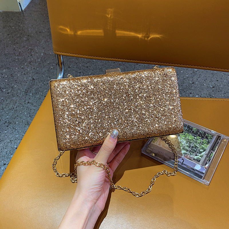Dinner Party Autumn And Winter Personalized Chain One Shoulder Crossbody Portable Women Sequins Box Bag