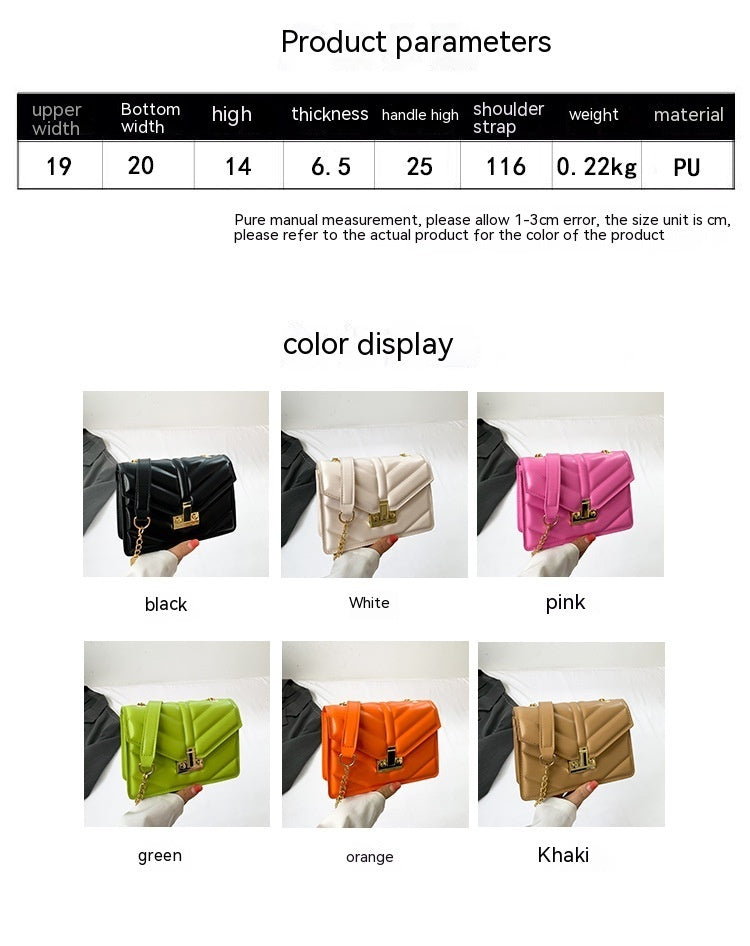 Solid Color Simple And Stylish Casual Women's Commuter Texture Chain Small Bag