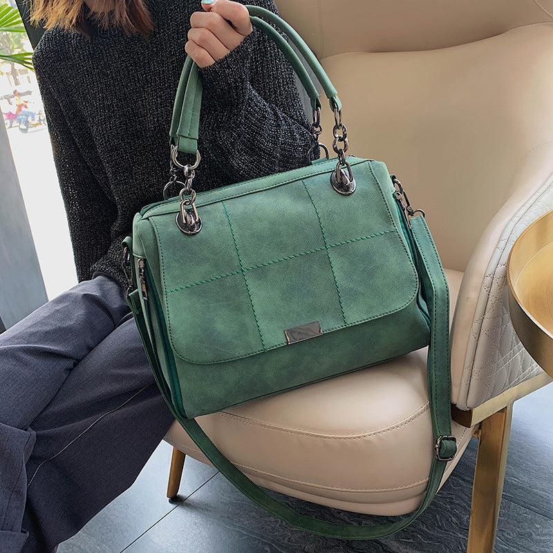 Matte Women  Scrub Female Shoulder Bags Large Capacity Matcha Green PU Leather Lady Totes Boston Bag for Travel Hand Bags