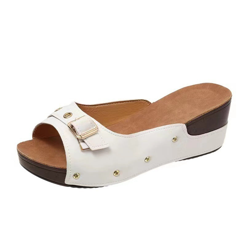 Spring And Summer New Plus Size Flip-flops Wedge Sandals