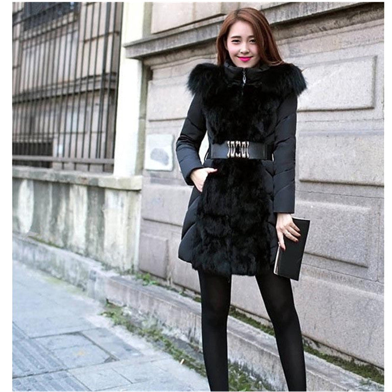 Fashionable Women's Luxury Style Winter Warm Leather Collar Jacket