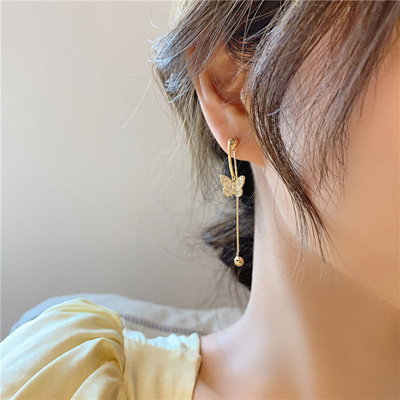 Premium sense tassel earrings butterfly earrings