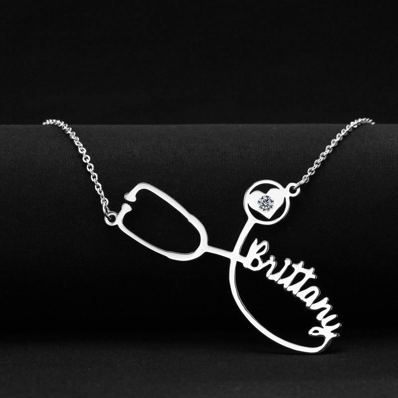 Customized Stainless Steel Stethoscope Name Necklace for Women Jewelry Gift