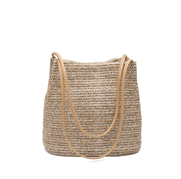 Bag straw woven fashion women shoulder tote handmade bag summer leisure ladies knitting handbag Feminine beach bags bolsos mujer