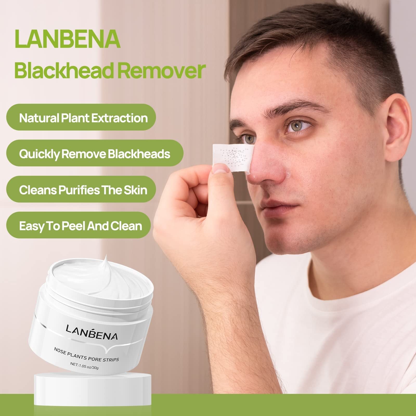 LANBENA Puntos Negros, Blackhead Mask Pore Strips, Deep Cleansing For All Skin Types, Unisex