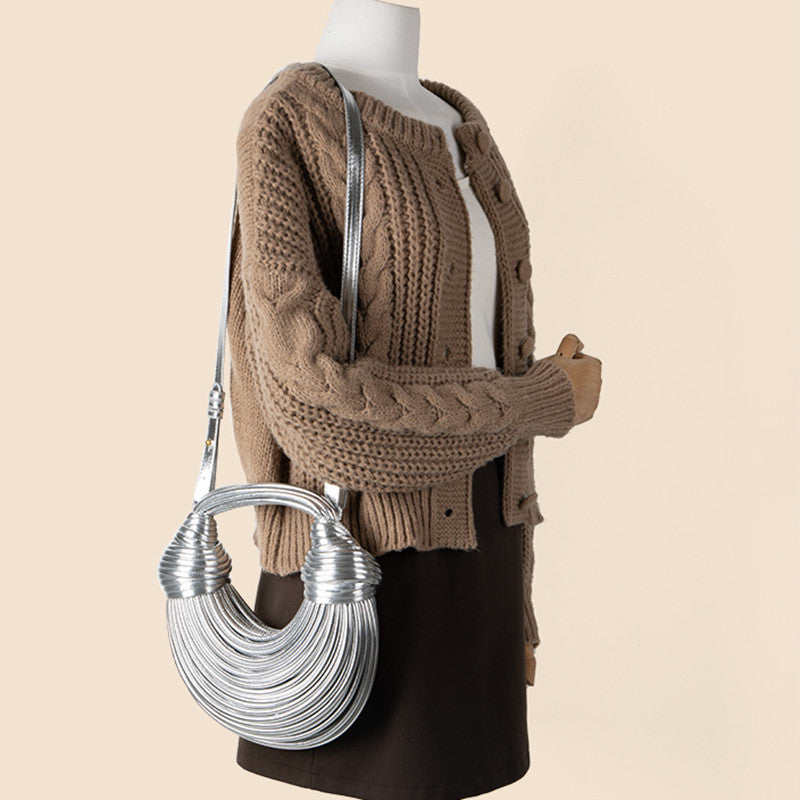 Glossy Woven Noodles Fashion Handbag