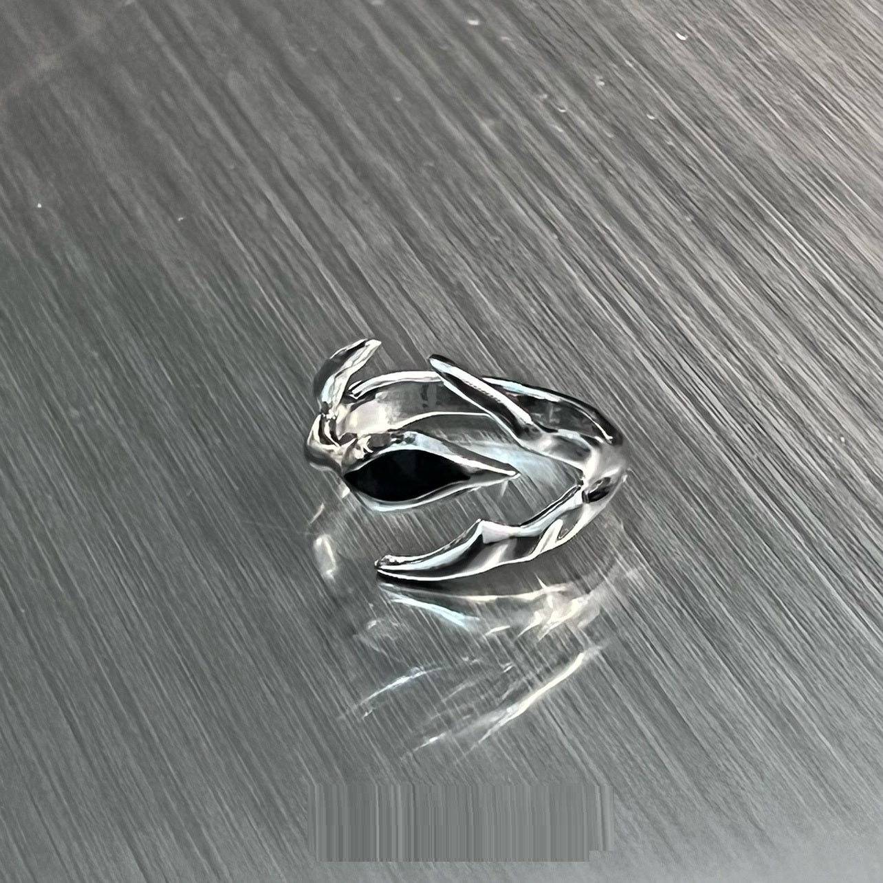 Irregular Shaped Black Onyx Metal Ring Street Tide Special-interest Design High Sense Men And Women