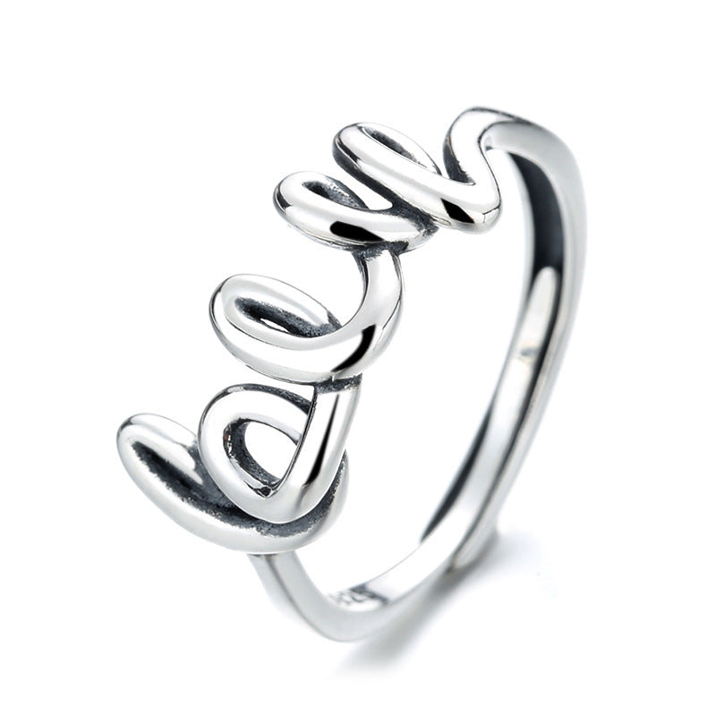 S925 Sterling Silver Japanese And Korean Version Twist Love Love Ring