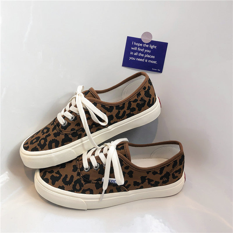 Summer Versatile Slip-on Leopard Print Canvas Shoes For Women