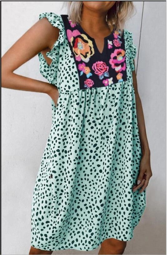 Women's leopard print Short Sleeve Dress